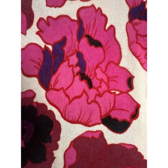Talbots 100% Cashmere Audrey Sweater Top Blooming Floral Print Pink Cream Sz L - Picture 4 of 16